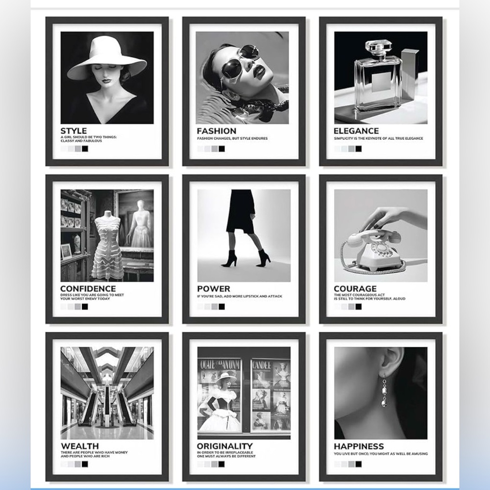💕5/25💕8 x 10 Black and White Fashion Art Prints Choose Your Style